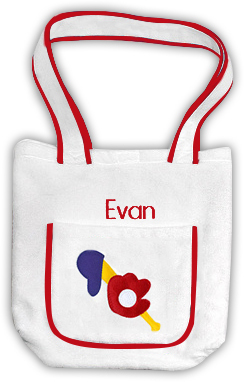 Boy's Cotton Velour Tote Bag with Baseball Design